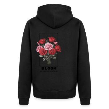 Bloom Bouquet of Roses - Vintage Floral Design - Unisex Premium Organic Zip Hoodie - black - Back - Nico (187cm)