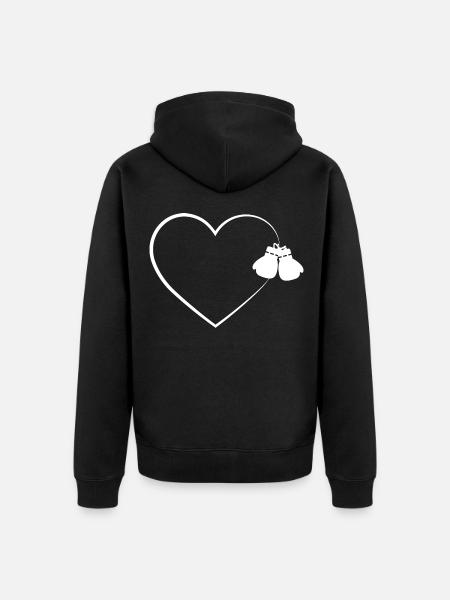 Herz 2 Boxhandschuhe - Bo - Unisex Premium Bio Zip Hoodie - Schwarz