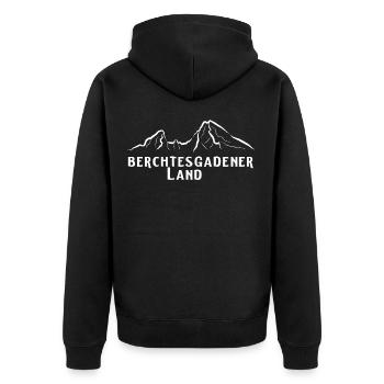 Berchtesgaden - Unisex Premium Bio Zip Hoodie - Schwarz - Hinten - Nico (187cm)