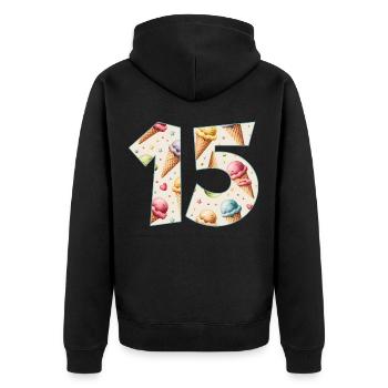 CRÈME GLACÉE NUMÉRO 15 ANS CRÈME GLACÉE 15E ANNIVERSAIRE - Veste à capuche bio Premium Unisexe - noir - Dos - Nico (187cm)