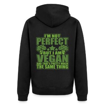 I Am A Vegan - Unisex Premium Organic Zip Hoodie - black - Back - Nico (187cm)