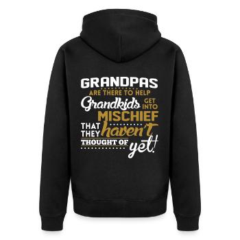 Grandpas Help Grandkids Into Mischief - Unisex Premium Organic Zip Hoodie - black - Back - Nico (187cm)