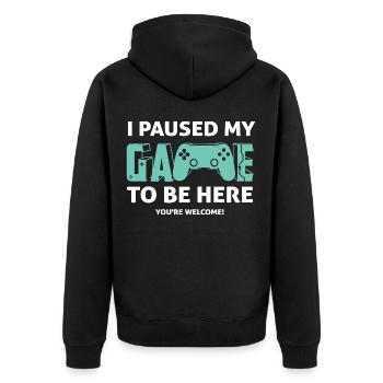 I Paused My Game To Be Here - Gamer Gaming Sort - Veste à capuche bio Premium Unisexe - noir - Dos - Nico (187cm)