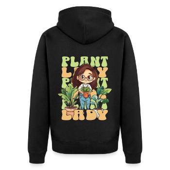 Plantes Dame Plantes Femme Fille J’aime les plantes - Veste à capuche bio Premium Unisexe - noir - Dos - Nico (187cm)