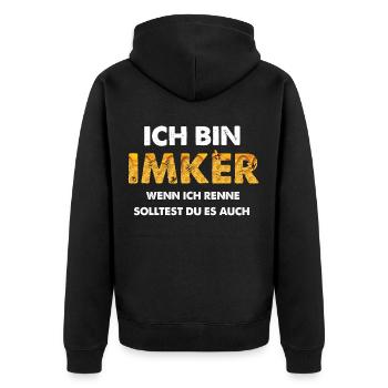 Ich Bin Imker - Hobby Imker Bienen Spruch Geschenk - Unisex Premium Bio Zip Hoodie - Schwarz - Hinten - Nico (187cm)