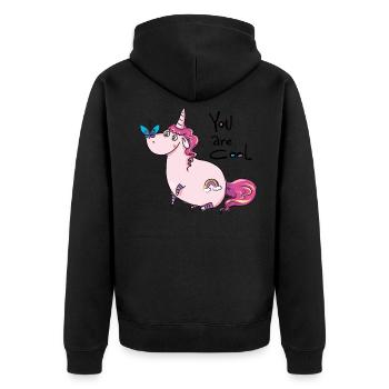 unicorn - Unisex Premium Bio Zip Hoodie - Schwarz - Hinten - Nico (187cm)