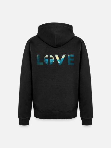 Love with cross - Unisex Premium Organic Zip Hoodie - black