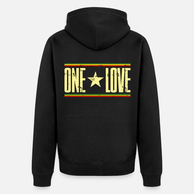 one love reggae - Unisex Premium Bio Zip Hoodie - Schwarz