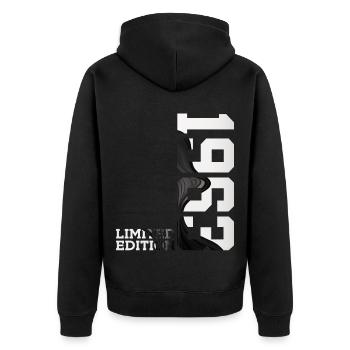 ÉDITION LIMITÉE 63E ANNIVERSAIRE 1963 - Veste à capuche bio Premium Unisexe - noir - Dos - Nico (187cm)