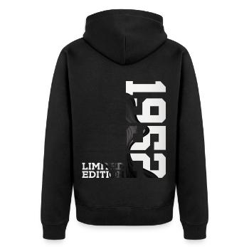 LIMITED EDITION 1952 74TH BIRTHDAY - Unisex Premium Organic Zip Hoodie - black - Back - Nico (187cm)