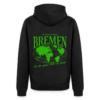 Bremen Home Pride Football Gift - Unisex Premium Organic Zip Hoodie - black - Back - Nico (187cm)