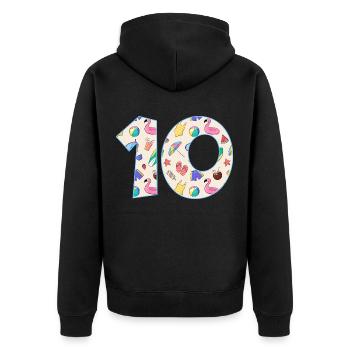 HOLIDAY NUMBER 10 YEARS SUMMER 10TH BIRTHDAY - Unisex Premium Organic Zip Hoodie - black - Back - Nico (187cm)