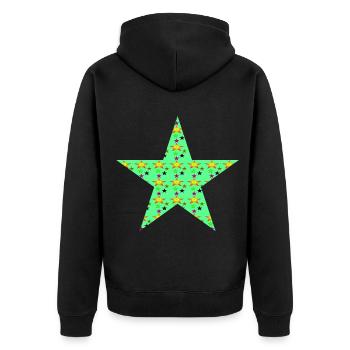 Star with stars - Unisex Premium Organic Zip Hoodie - black - Back - Nico (187cm)