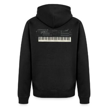 Synthesize me Synthesizer Synthie Pop Geschenk - Unisex Premium Bio Zip Hoodie - Schwarz - Hinten - Nico (187cm)