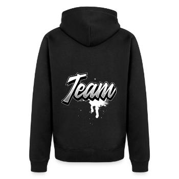 Team - Unisex Premium Organic Zip Hoodie - black - Back - Nico (187cm)