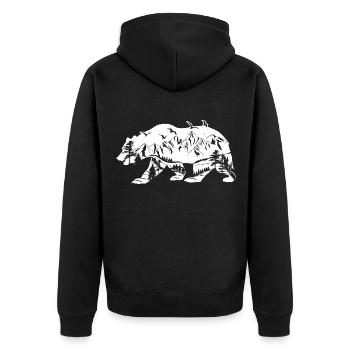 Bear and Mountains abstract - (B.C) - Unisex Premium Organic Zip Hoodie - black - Back - Nico (187cm)