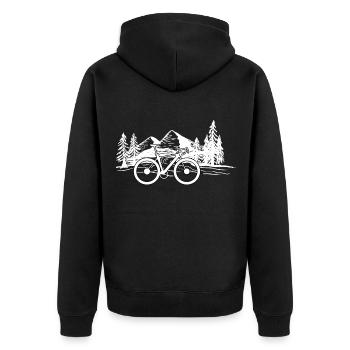 Fahrrad und Berge - (F.m) - Unisex Premium Bio Zip Hoodie - Schwarz - Hinten - Nico (187cm)