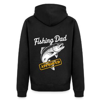 Bester Angelpapa Best Fishing Dad Approved - Unisex Premium Bio Zip Hoodie - Schwarz - Hinten - Nico (187cm)