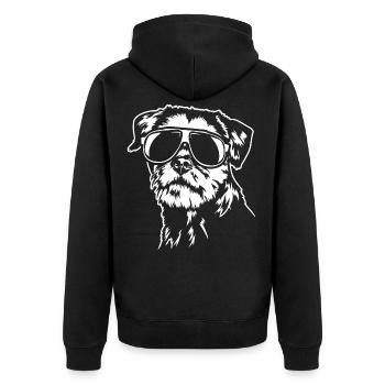 Border Terrier cool Portrait Hunde Hund Wilsigns - Unisex Premium Bio Zip Hoodie - Schwarz - Hinten - Nico (187cm)