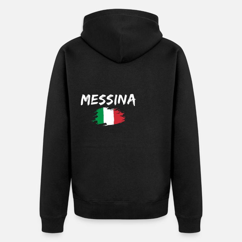 Messine Italie Drapeau Messine - Veste à capuche bio Premium Unisexe - noir