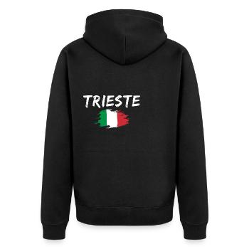 Trieste Italien Flagge Triest - Unisex Premium Bio Zip Hoodie - Schwarz - Hinten - Nico (187cm)