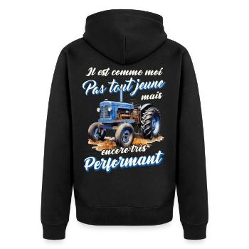 Tracteur ancien agriculteur humour vieux tracteurs - Veste à capuche bio Premium Unisexe - noir - Dos - Nico (187cm)