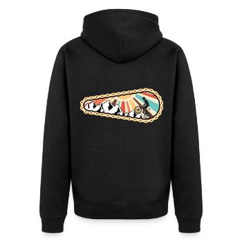 Fahrradkette, Radfahrer und Berge - (F.m) - Unisex Premium Bio Zip Hoodie - Schwarz - Hinten - Nico (187cm)