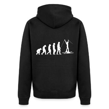 Evolution and Skiing - (SK) - Unisex Premium Organic Zip Hoodie - black - Back - Nico (187cm)