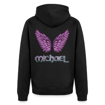 archangel michael e 230 - Unisex Premium Organic Zip Hoodie - black - Back - Nico (187cm)