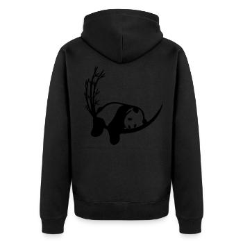 Panda Bambus Chillen - Unisex Premium Bio Zip Hoodie - Schwarz - Hinten - Nico (187cm)