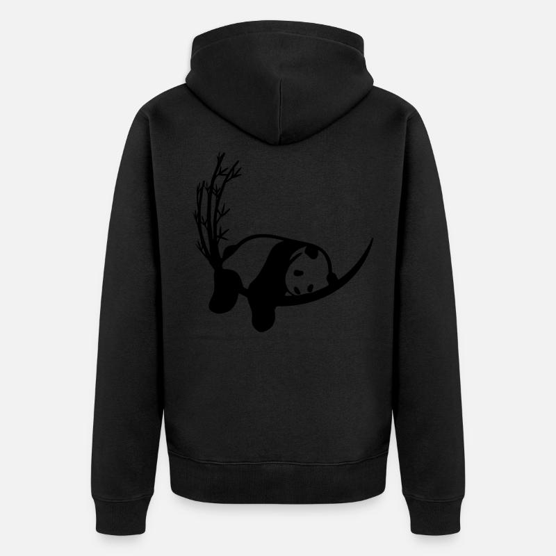 Panda Bambus Chillen - Unisex Premium Bio Zip Hoodie - Schwarz