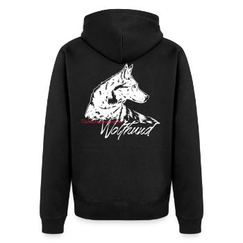 TWH_auf schwarz - Unisex Premium Bio Zip Hoodie - Schwarz - Hinten - Nico (187cm)