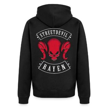 Streetdevil Merchandise [ Motovlog ] - Sporttasche - Unisex Premium Bio Zip Hoodie - Schwarz - Hinten - Nico (187cm)