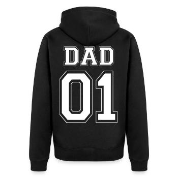 DAD 01 - White Edition - Unisex Premium Bio Zip Hoodie - Schwarz - Hinten - Nico (187cm)