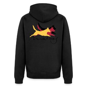 Malinois_german_color - Unisex Premium Bio Zip Hoodie - Schwarz - Hinten - Nico (187cm)