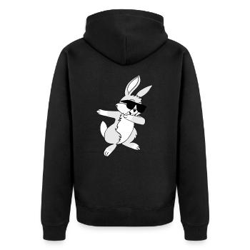 Dabbing Bunny Hip Hop Easter Easter Bunny Gift - Unisex Premium Organic Zip Hoodie - black - Back - Nico (187cm)
