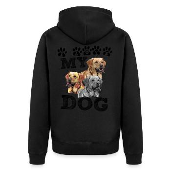 Dog, Retriever, Labrador, Golden Retriever, Dog's Head - Unisex Premium Organic Zip Hoodie - black - Back - Nico (187cm)
