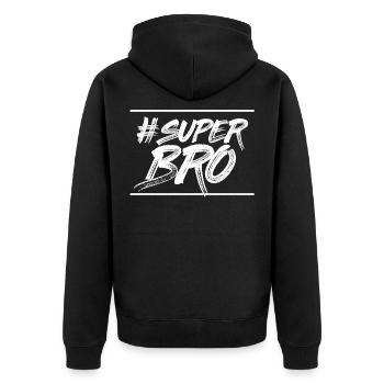 Familie Bester Super Bruder Bro Kumpel Geschenk - Unisex Premium Bio Zip Hoodie - Schwarz - Hinten - Nico (187cm)