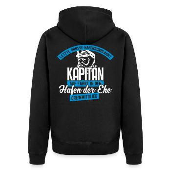 Junggesellenabschied Team Crew - Unisex Premium Bio Zip Hoodie - Schwarz - Hinten - Nico (187cm)