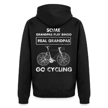 Bike Grandpa Cyclist Biking Bike Gift - Unisex Premium Organic Zip Hoodie - black - Back - Nico (187cm)