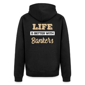 Banque Banker Banker Banker Bank Idée cadeau - Veste à capuche bio Premium Unisexe - noir - Dos - Nico (187cm)