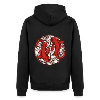 Poisson rouge japonais - Veste à capuche bio Premium Unisexe - noir - Dos - Nico (187cm)