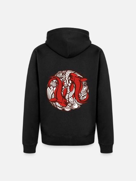 Japanese red fish - Unisex Premium Organic Zip Hoodie - black