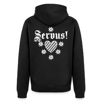 Servus Coeur Losange Edelweiss 78 - Veste à capuche bio Premium Unisexe - noir - Dos - Nico (187cm)