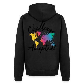 Défi Accepté Monde Voyageur - Veste à capuche bio Premium Unisexe - noir - Dos - Nico (187cm)