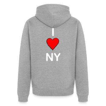 J'AIME NEW YORK - Veste à capuche bio Premium Unisexe - gris chiné - Dos - Nico (187cm)