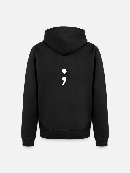 Depression Awareness Semicolon - Unisex Premium Organic Zip Hoodie - black