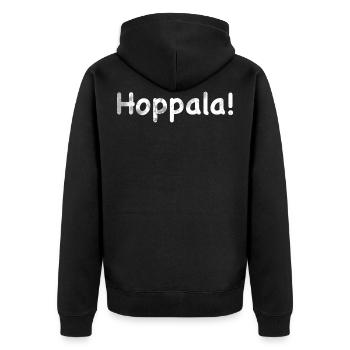Hoppala - Unisex Premium Bio Zip Hoodie - Schwarz - Hinten - Nico (187cm)