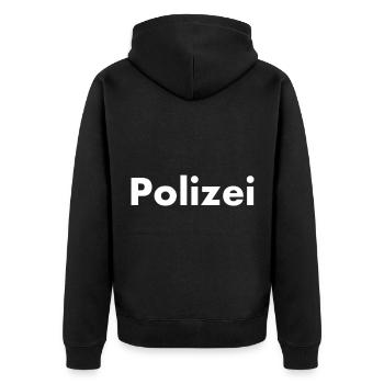 Polizei - Unisex Premium Bio Zip Hoodie - Schwarz - Hinten - Nico (187cm)