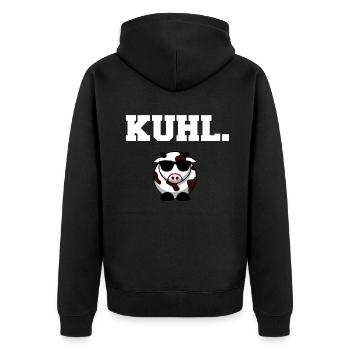 Kuhl lustiges Kuh Motiv Schwarz - Unisex Premium Bio Zip Hoodie - Schwarz - Hinten - Nico (187cm)